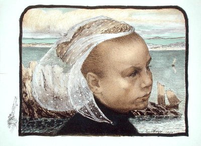 Głowa bretońskiej dziewczyny autorstwa Emile Auguste Wery