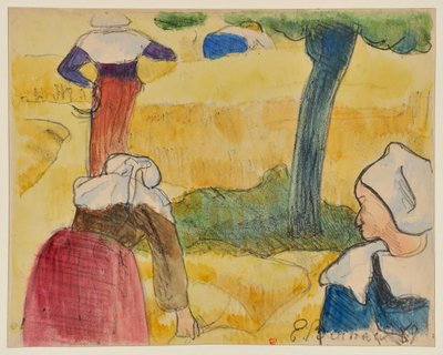 Kobiety podczas żniw - Pokłon pasterzy - Żniwiarz [odbitka próbna A] autorstwa Emile Bernard