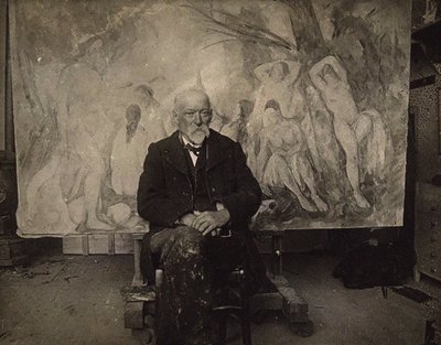 Paul Cézanne w swojej pracowni w Les Lauves, 1904. autorstwa Emile Bernard