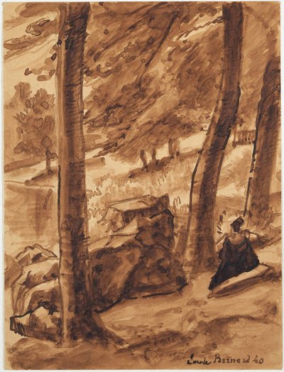 Scena leśna z postacią autorstwa Emile Bernard