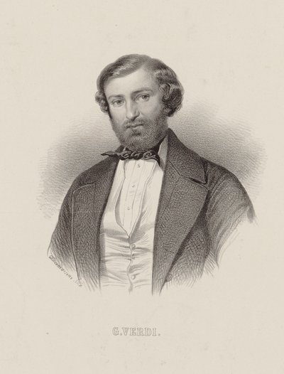 Portret kompozytora Giuseppe Verdiego 1813-1901, ok. 1860. autorstwa Emile Desmaisons