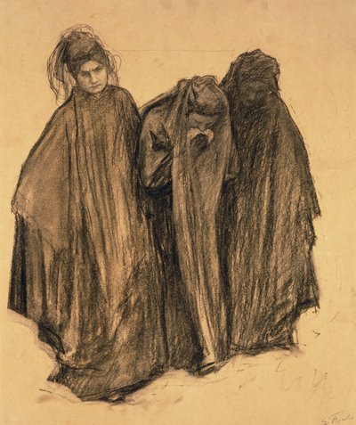 Studium dla La D0uleur, 1899 (węgiel na papierze) autorstwa Emile Friant