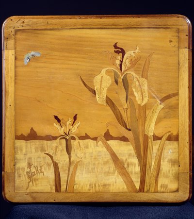 Stół w stylu Art Nouveau, Emile Galle (1846-1904), orzech z fornirem i różnymi rodzajami drewna, detal, Francja, XX w. autorstwa Emile Galle