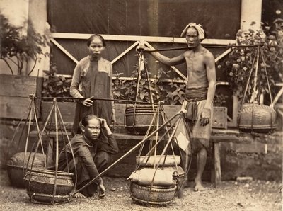 Kupcy owoców, Cochinchina, 1866. autorstwa Emile Gsell