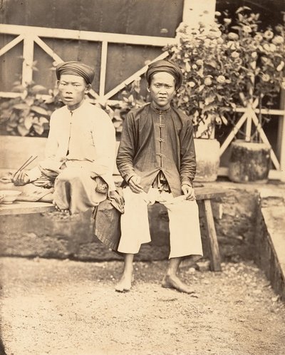 Ochotnicy jedzący ryż, Cochinchina, 1866. autorstwa Emile Gsell