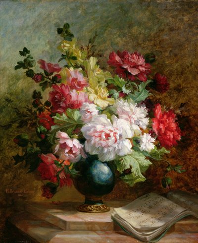 Martwa natura z kwiatami i nutami autorstwa Emile Henri Brunner Lacoste