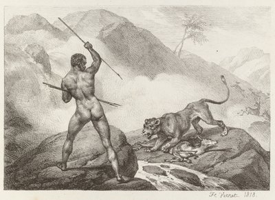 Afrykański Łowca autorstwa Emile Jean Horace Vernet