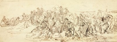 Przeprawa przez Loarę w październiku 1793 (tusz na papierze) autorstwa Emile Jean Horace Vernet