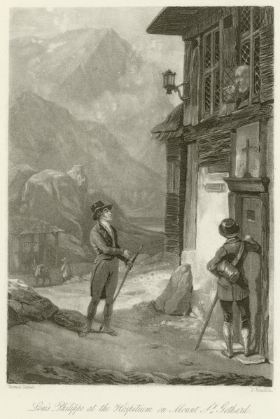 Ludwik Filip w Hospitium na Górze św. autorstwa Emile Jean Horace Vernet