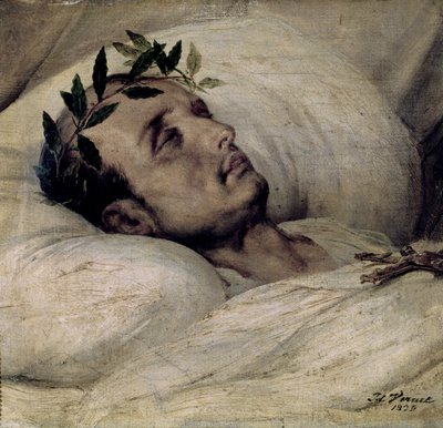 Napoleon I (1769-1821) na łożu śmierci autorstwa Emile Jean Horace Vernet