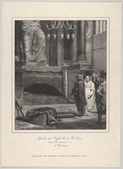 Grób Rafaela, otwarty 14 września 1833, Panteon, Rzym, 1833. autorstwa Emile Jean Horace Vernet