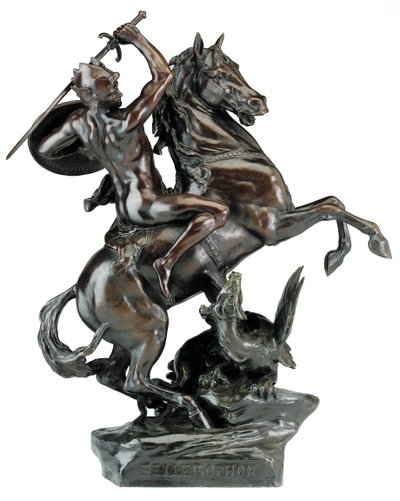 Bellerophon zabijający Chimerę (brąz) autorstwa Emile Louis (after) Picault