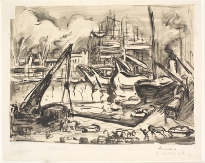 Basen portowy Kattendick w Antwerpii. autorstwa Emile Othon Friesz