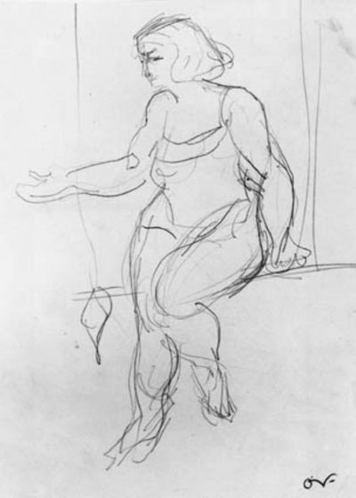 Akrobata, siedząca na trapezie. autorstwa Emile Othon Friesz