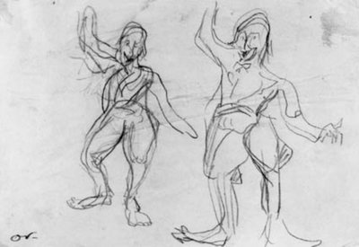 Dwa szkice tańczącego klauna, Gorka. autorstwa Emile Othon Friesz