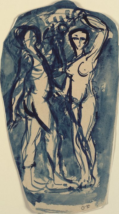 Dwie stojące, nagie postacie (Adam i Ewa?). autorstwa Emile Othon Friesz