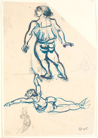 Trzy studia akrobatki na trapezie i chodzeniu. autorstwa Emile Othon Friesz