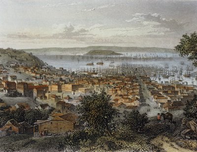 Widok na San Francisco, Kalifornia, USA. Rysunek ... (grawerunek) autorstwa Emile Rouargue