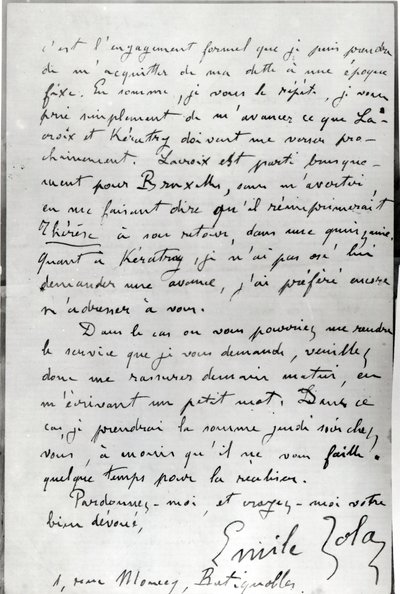 List Zoli do Edouarda Maneta (1832-83) 1868 (pióro i atrament na papierze) autorstwa Emile Zola