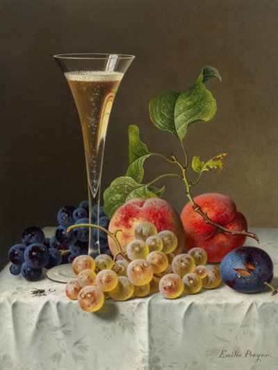 Martwa natura z kieliszkiem do szampana. autorstwa Emilie Preyer