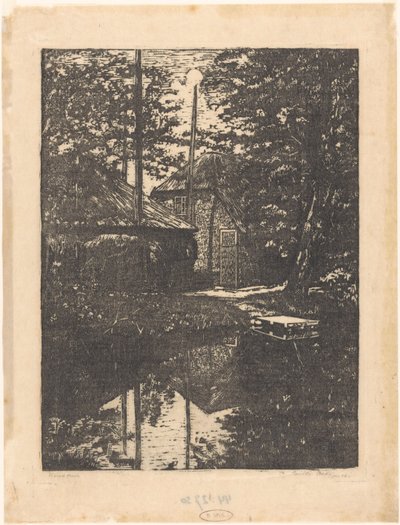 Gospodarstwo i stodoła na siano na wodzie autorstwa Emilius Wilhelmus Dehé (signed by artist)