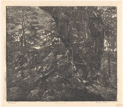Drzewa na skraju wydmy między Egmond i Bergen autorstwa Emilius Wilhelmus Dehé (signed by artist)