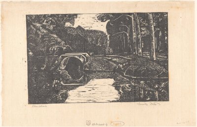 Most nad kanałem w lesie autorstwa Emilius Wilhelmus Dehé (signed by artist)