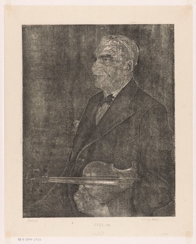 Portret ojca artysty ze skrzypcami autorstwa Emilius Wilhelmus Dehé (signed by artist)