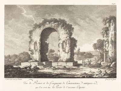 Widok ruin i fragmentów starożytnej konstrukcji ... starożytnej Kapui autorstwa Emmanuel Jean Nepomucène de Ghendt after Claude Louis Châtelet