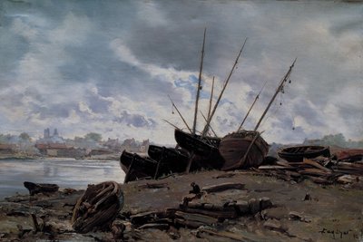 Łodzie osieroconych w Dieppe autorstwa Emmanuel Lansyer