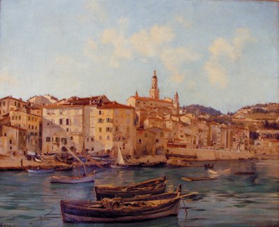 Port w Mentonie 1891 (obraz) autorstwa Emmanuel Lansyer