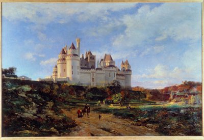 Widok zamku Pierrefonds na obrazie Oise Emmanuela Lansyera (1835-1893) Beauvais z XIX wieku. Musee Departmental de l