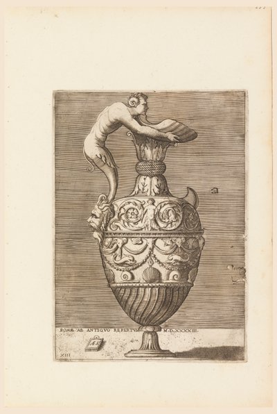 Ewer z satyrem trzymającym dużą muszlę (Vico) autorstwa Enea Vico