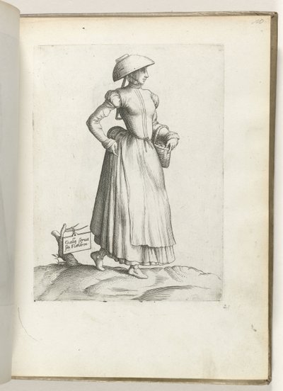Zachowaj Gallę lub Flandren. (tytuł na obiekcie) Dienstbode uit Vlaanderen, gekleed volgens de mode van ca. 1550 Postawy różnych narodów naszej epoki (tytuł serii) autorstwa Enea Vico