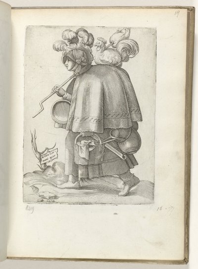 Żona żołnierza niemieckiego (tytuł na obiekcie) Duitse soldatenvrouw, gekleed volgens de mode van ca. 1550 Postawa różnych narodów naszych czasów autorstwa Enea Vico