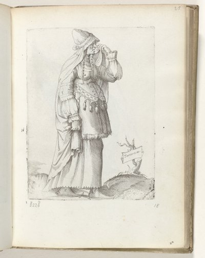 Tartara m(ulier) (tytuł na obiekcie) Tartaarse vrouw, ca. 1550 Postawy różnych narodów naszych czasów (tytuł serii) autorstwa Enea Vico