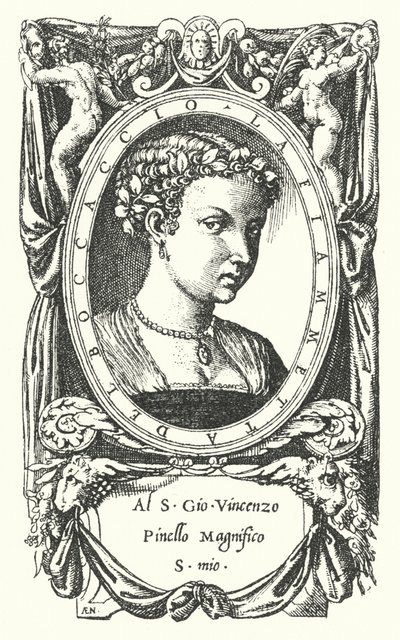 Lady Fiammetta, temat powieści Giovanniego Boccacciosa Elegia autorstwa Madonny Fiammetta autorstwa Enea Vico