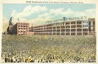 50 000 pracowników Ford Motor Company, Detroit, Michigan (kolorowe zdjęcie) autorstwa English Photographer