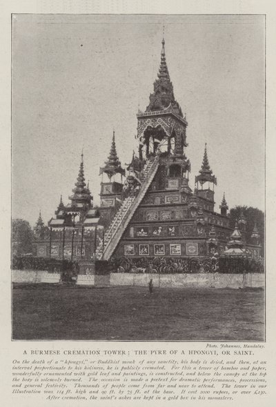 Birmańska Wieża Kremacyjna, Stos Hpongyi lub Saint autorstwa English Photographer