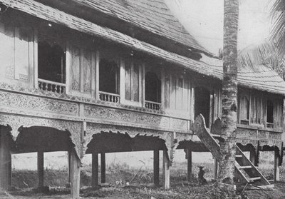 Malajski dom w Sungei Ujong (zdjęcie czarno-białe) autorstwa English Photographer