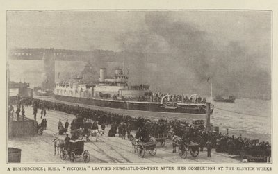 Wspomnienie, HMS Victoria opuszcza Newcastle-on-Tyne po ukończeniu w Elswick Works autorstwa English Photographer