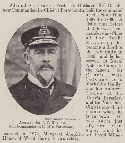 Admirał Sir C F Hotham, nowy głównodowodzący w Portsmouth autorstwa English Photographer