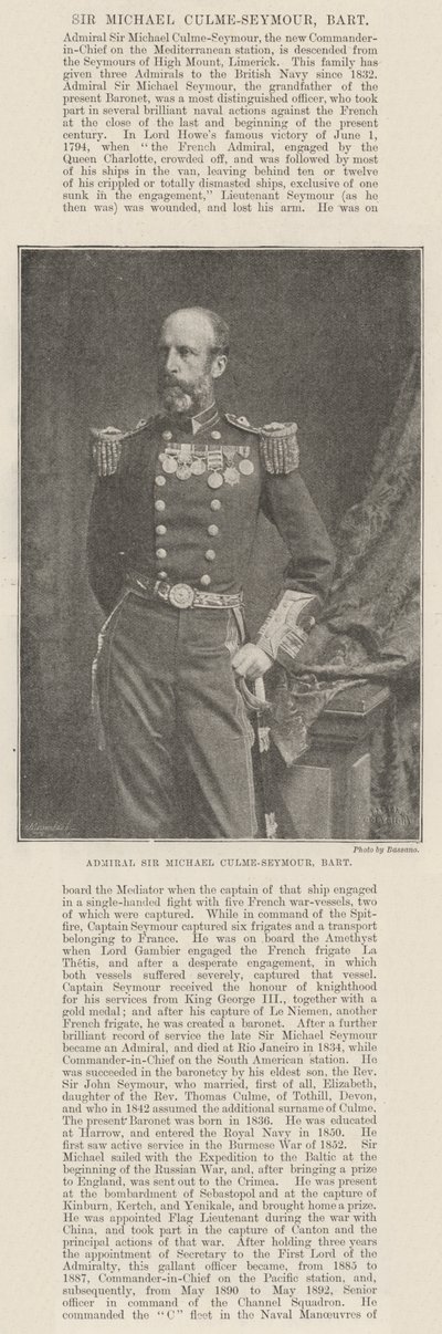 Admirał Sir Michael Culme-Seymour, Baronet autorstwa English Photographer