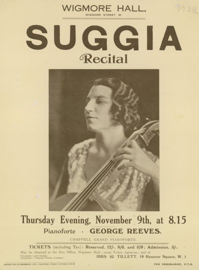 Reklama recitalu Suggii w Wigmore Hall autorstwa English Photographer