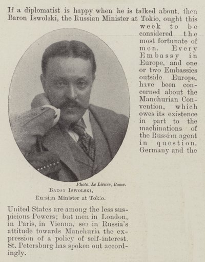 Baron Iswolski, rosyjski minister w Tokio autorstwa English Photographer