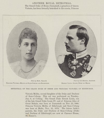Zaręczyny wielkiego księcia Hesji i księżniczki Wiktorii Edynburga autorstwa English Photographer
