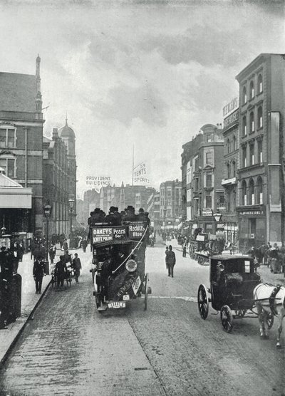 Bishopsgate Street (bez), patrząc na wschód z okolic Liverpool Street (zdjęcie czarno-białe) autorstwa English Photographer