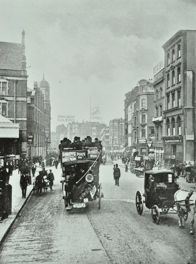 Bishopsgate: na północ od Liverpool Street, Londyn, 1890 autorstwa English Photographer