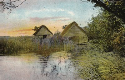 Domki dla łodzi, Horsey Mere autorstwa English Photographer