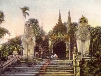 Birma / Myanmar: Stare wejście do pagody Shwe Dagon (zdjęcie kolorowe) autorstwa English Photographer